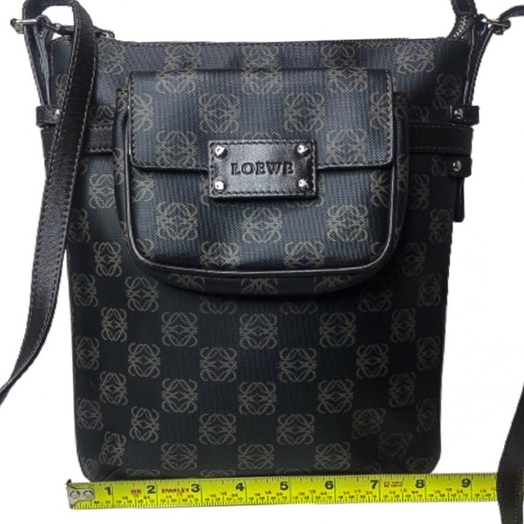 VINTAGE LOEWE Anagram Crossbody Messenger Bag with Matching Pouch On Front - Picture 13 of 17